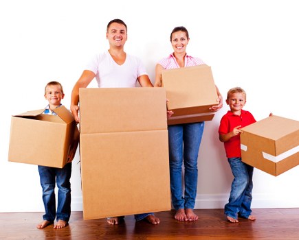 Moving van and packed boxes for removals in Tufnell Park